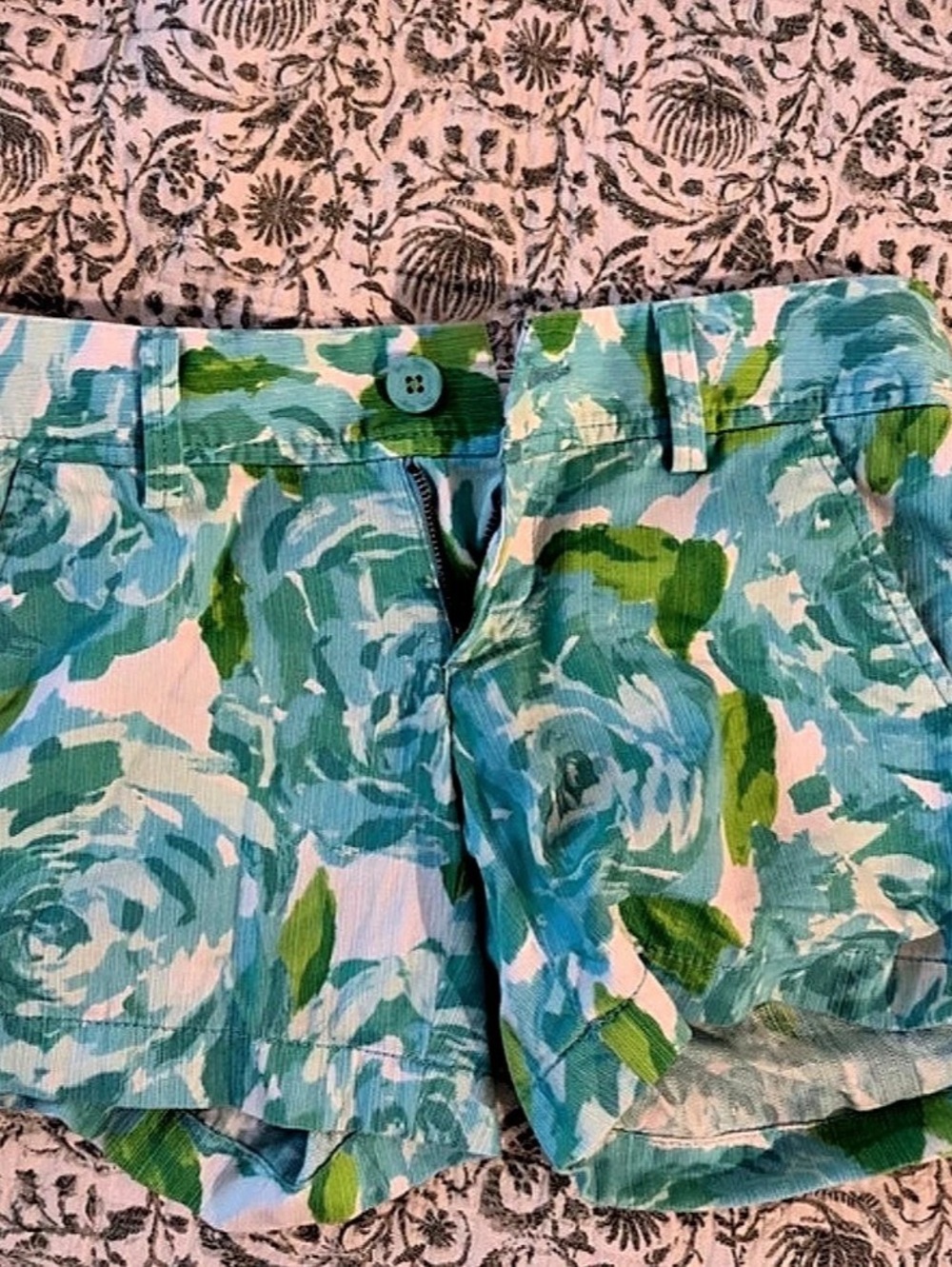 Lilly Pulitzer Callahan Short Floral Shorts in Blue & Green Size 000